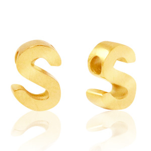 Stainless steel beads letter S Gold