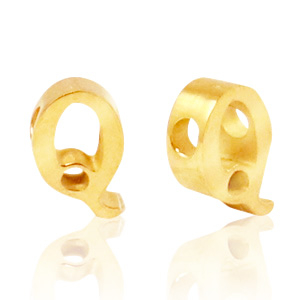 Stainless steel beads letter Q Gold