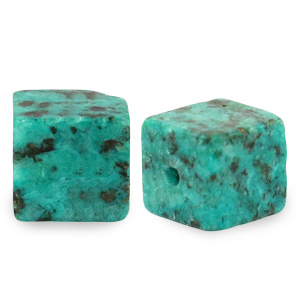 Natural stone beads Granite square 4mm Ocean Blue
