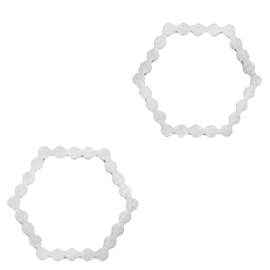 Stainless steel charms/connector hexagon Silver