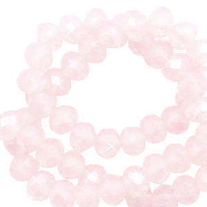 Top faceted beads 4x3mm disc Soft Pink Opal-Pearl Shine Coating