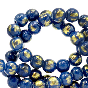 Natural stone beads Calcite 8mm Classic Blue-Gold