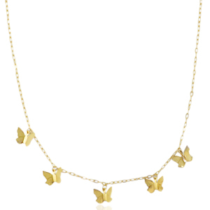Stainless steel necklaces chain link butterfly Gold