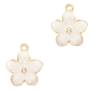 Metal charms flower Gold-White
