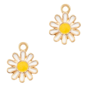Metal charms flower Gold-White