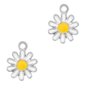 Metal charms flower Silver-White