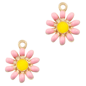 Metal charms flower Gold-Pink