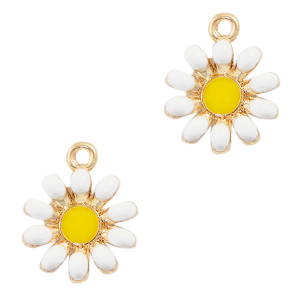 Metal charms flower Gold-White