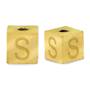 Stainless steel beads letter S Gold