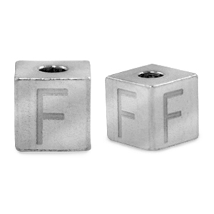 Stainless steel beads letter F Silver