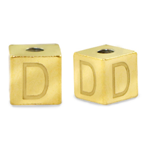 Stainless steel beads letter D Gold