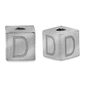Stainless steel beads letter D Silver