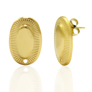 Stainless steel earrings/earpin oval with eye Gold