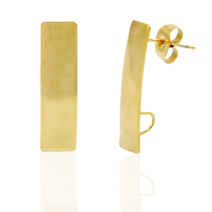 Stainless steel earrings/earpin rectangle with loop Gold