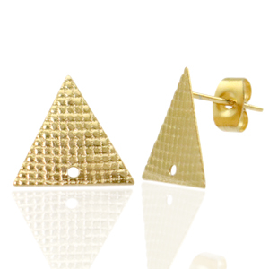 Stainless steel earrings/earpin triangle with eye Gold