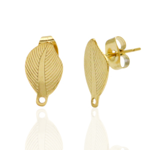 Stainless steel earrings/earpin oval with loop Gold