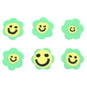Polymer beads flower smiley  Neon Green