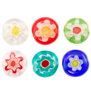 Millefiori beads disc flower 6mm Multicolour