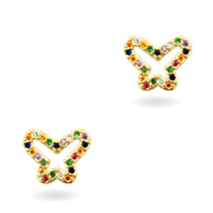 Zirconia brass elements rainbow butterfly Gold