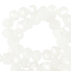 Top faceted beads 4x3mm disc Daisy White-Pearl Shine Coating