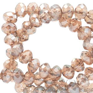 Top faceted beads 4x3mm disc Champagne Beige-Pearl Shine Coating