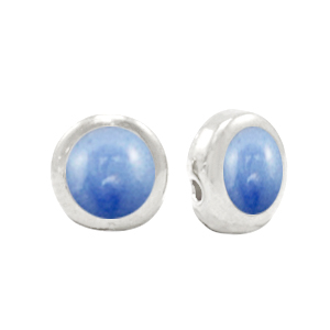 DQ European metal beads Pearl Blue-Antique Silver (nickel free)