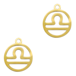 Stainless steel charms zodiac sign Libra Gold