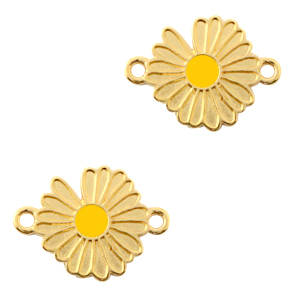 DQ European metal charms connector Daisy Gold-Tropical Yellow (nickel free)