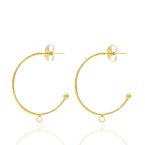 Stainless steel earrings/earpin creole with loop Gold