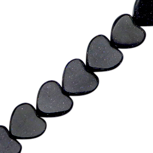 Natural stone beads heart glitter Midnight Blue