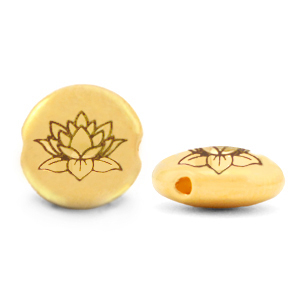 DQ European metal beads Birth flower July-Water lily Gold (nickel free)