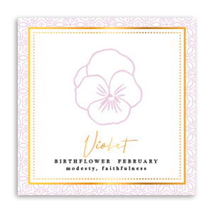 Jewellery cards Birth flower February-Violet Lilac Pink