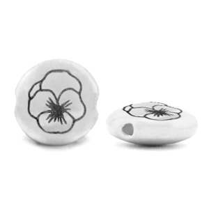 DQ European metal beads Birth flower February-Violet Antique Silver (nickel free)