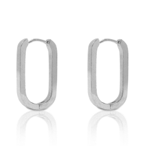 Stainless steel earrings oval Silver