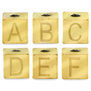 Stainless steel lettre beads alphabet Gold