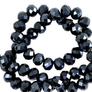 Top faceted beads 8x6mm disc Black-Pearl Shine Coating