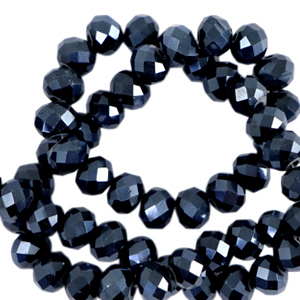 Top faceted beads 8x6mm disc Interstellar Blue-Pearl Shine Coating