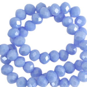 Top faceted beads 6x4mm disc Sky Blue-Pearl Shine Coating