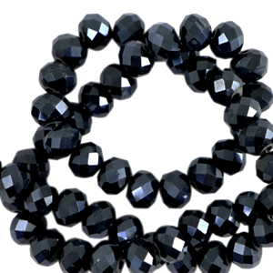 Top faceted beads 4x3mm disc Black-Pearl Shine Coating