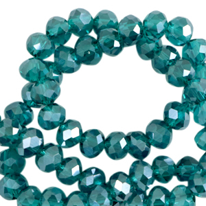 Top faceted beads 4x3mm disc Danube Blue-Pearl Shine Coating