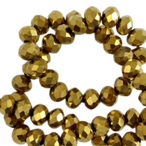 Top faceted beads 4x3mm disc Gold metallic-Pearl Shine Coating