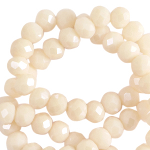 Top faceted beads 4x3mm disc Pristine Beige-Pearl Shine Coating