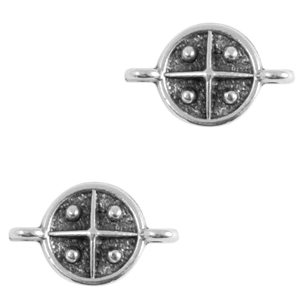 DQ European metal charms connector cross 10mm Antique Silver (nickel free)