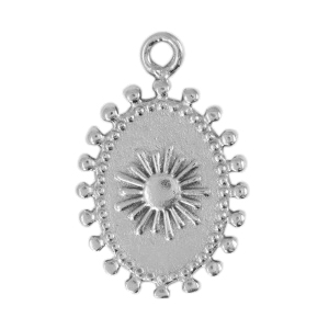 DQ European metal charms oval Antique Silver (nickel free)