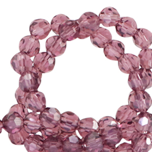 Round top faceted beads 4mm Aubergine Purple-Pearl Shine Coating