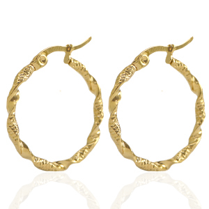 Stainless steel earrings creole 25mm twist Gold
