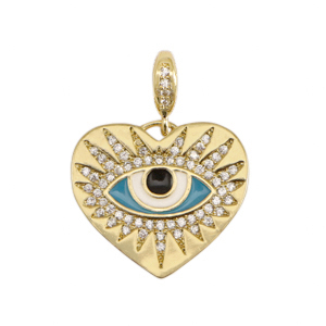 Brass TQ metal charms eye of providence enamel Gold-Blue