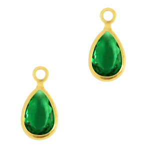 Crystal glass charms drop Classic Green-Gold