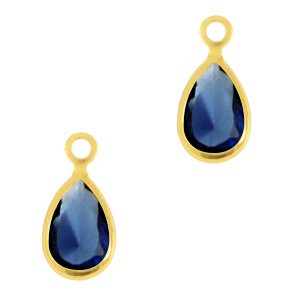 Crystal glass charms drop Royal Blue-Gold