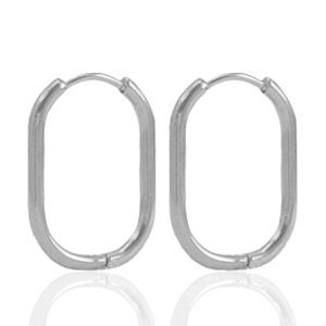 Stainless steel earrings creole oval Silver